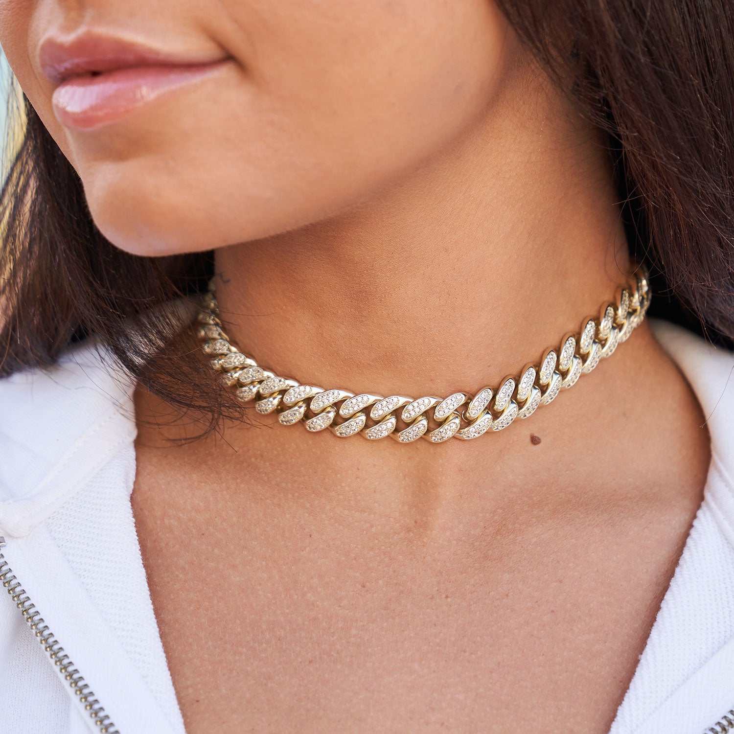 Diamond fashion cuban choker chain