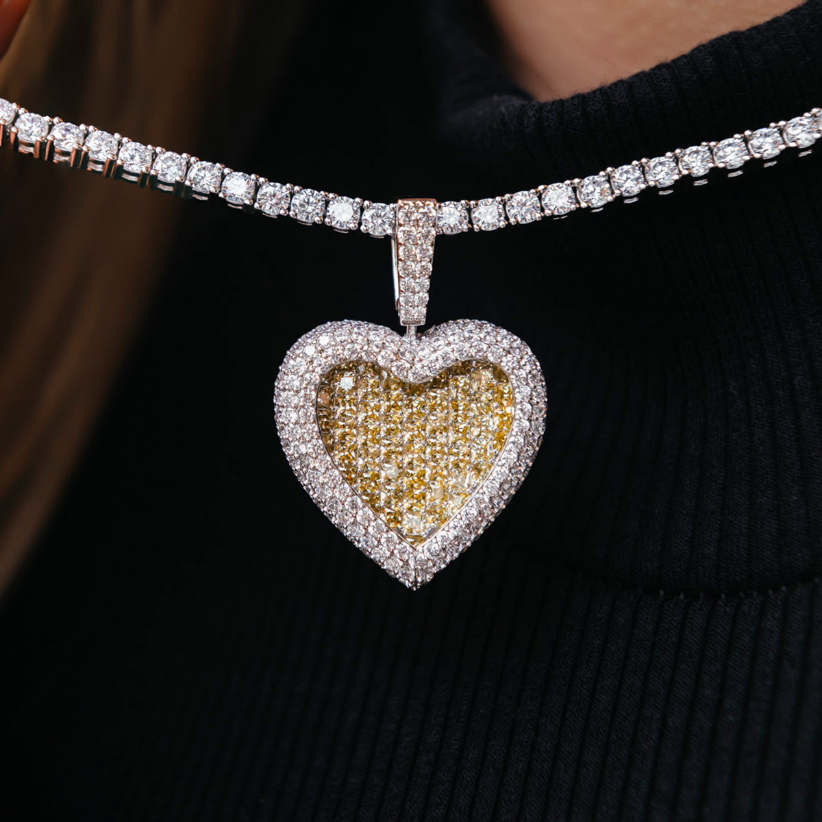 Genuine Baguette store Diamond Heart Necklace