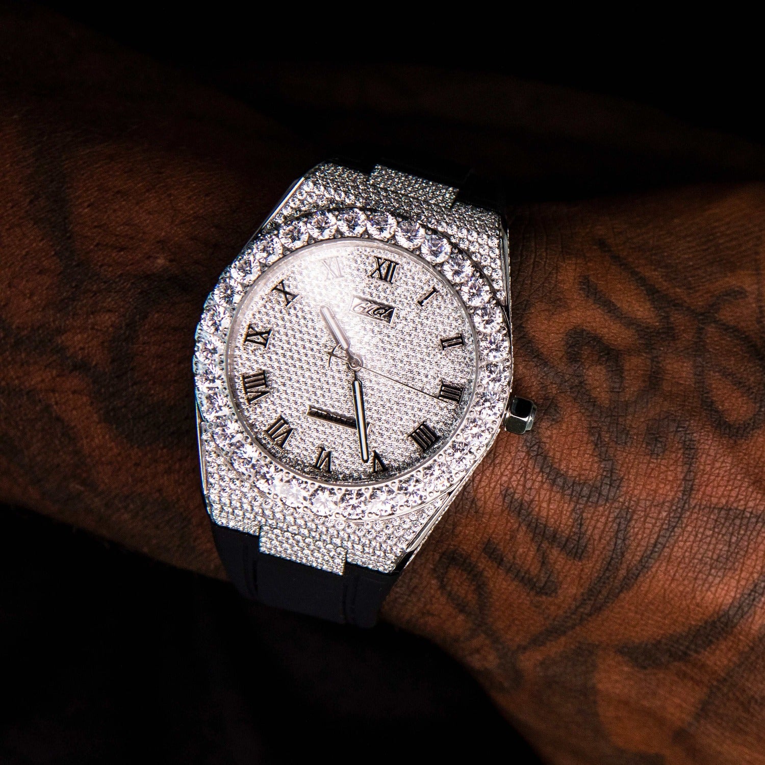 Factory GLD Iced Out Rubber Strap Watch