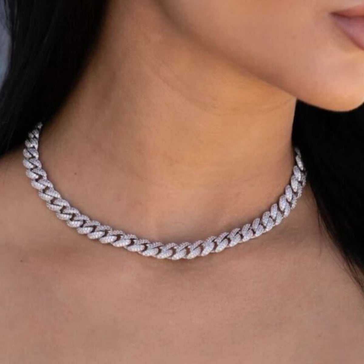 $259 GLD 14k white gold Cuban diamond chain hotsell necklace