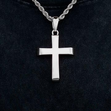 Large Simple Cross Pendant in White Gold