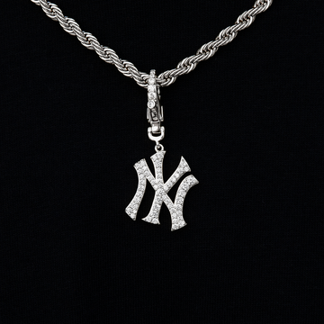 New York Yankees Official MLB Micro Logo Clip On Pendant in White Gold