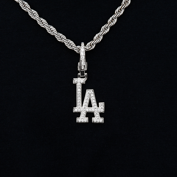 Los Angeles Dodgers Official MLB Micro Logo Clip On Pendant in White Gold