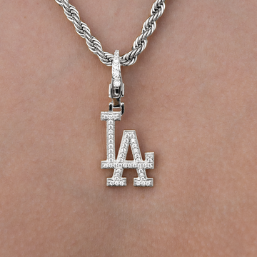 Los Angeles Dodgers Official MLB Micro Logo Clip On Pendant in White Gold