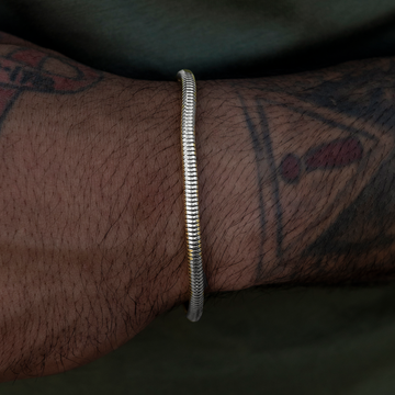 Snake Chain Bracelet in White Gold- 4mm