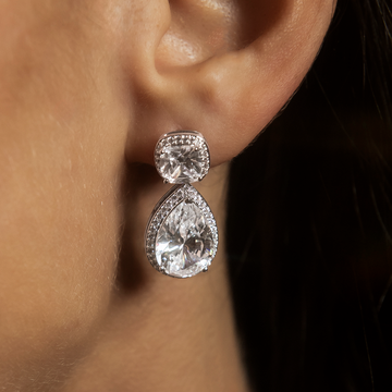 Iced Diamond Cushion Cut Drop Earrings