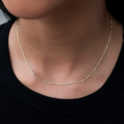 Figaro Necklace in Yellow Gold- 2mm – The GLD Shop