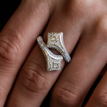 Pave Star Wrap Ring in White Gold Vermeil