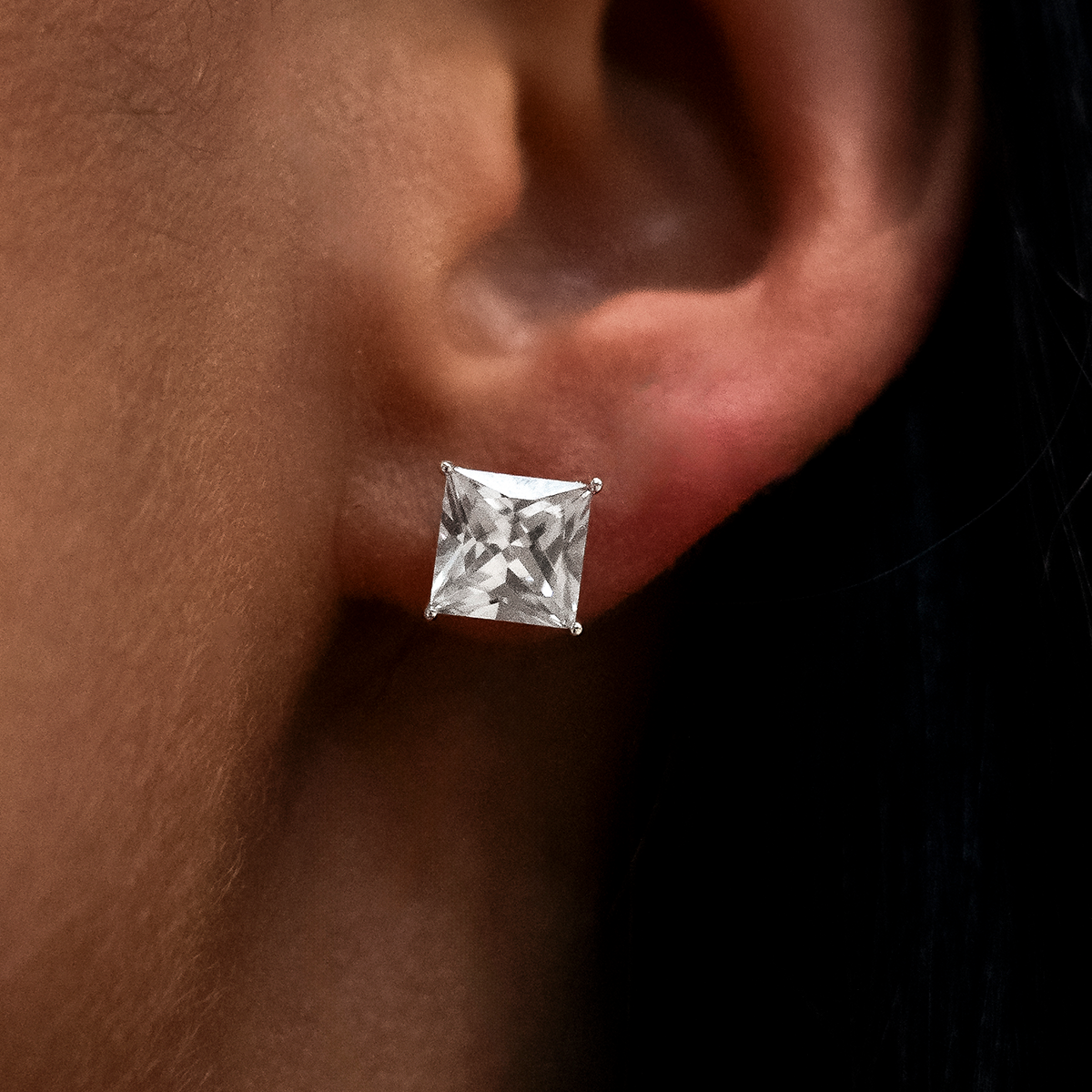 7mm Princess Cut Diamond Stud Earrings in White Gold – The GLD Shop