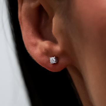 3mm Pave Round Earrings in White Gold