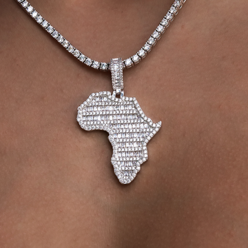 Iced Baguette Africa Pendant