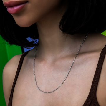 Cable Chain Necklace in White Gold