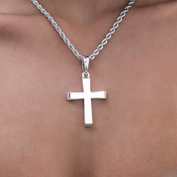 Simple Cross Pendant in White Gold