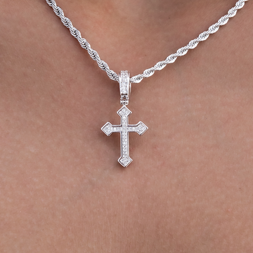 Micro Iced Celtic Cross in White Gold