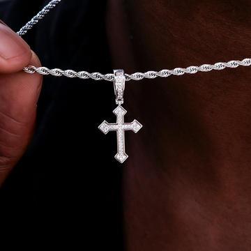 Micro Iced Celtic Cross in White Gold