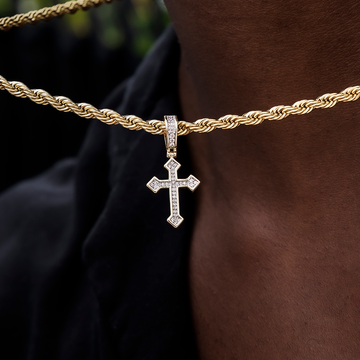 Micro Iced Celtic Cross in Yellow Gold