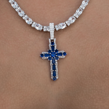 Colored Baguette Cross Pendant