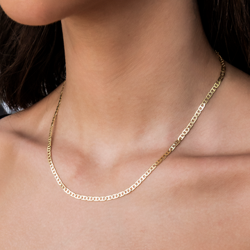 Micro Flat Valentina Necklace in Yellow Gold- 2mm