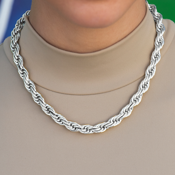 Rope Necklace in White Gold- 8mm