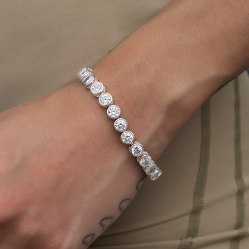 Bezel Tennis Bracelet in White Gold- 5mm