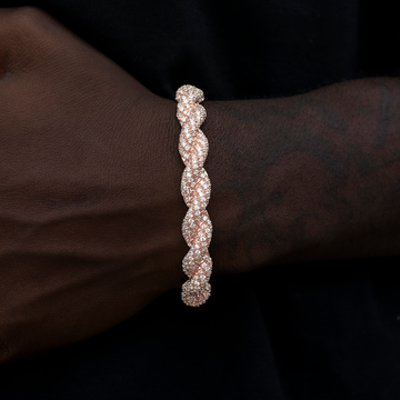 Diamond Rope Cuff Bracelet in Rose Gold- 10mm