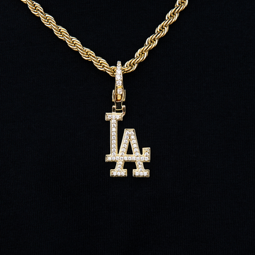 Los Angeles Dodgers Official MLB Micro Logo Clip On Pendant in Yellow Gold