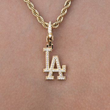 Los Angeles Dodgers Official MLB Micro Logo Clip On Pendant in Yellow Gold