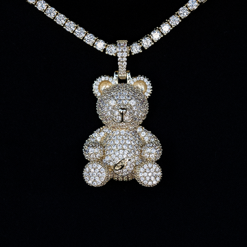 Iced Bear Pendant in Yellow Gold