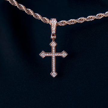 Iced Celtic Cross Pendant in Rose Gold