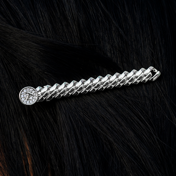 Miami Cuban Barrette in White Gold- 8mm