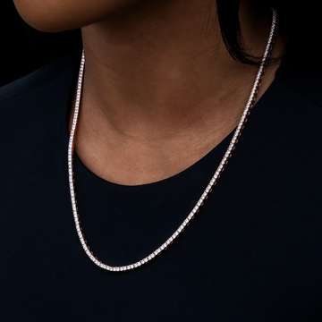 Diamond Tennis Necklace in Rose Gold- 2mm