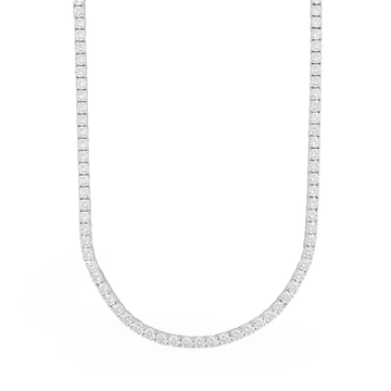 Moissanite Diamond Tennis Necklace in White Gold Vermeil- 3mm