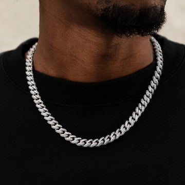 Diamond Cuban Chain in White Gold - 8.5mm