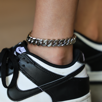 Miami Cuban Anklet in White Gold- 12mm