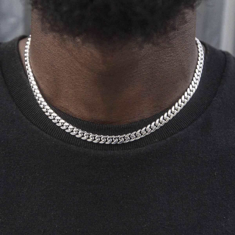 GLD Cuban Link Chain 2024 in White Gold 5mm, 16”