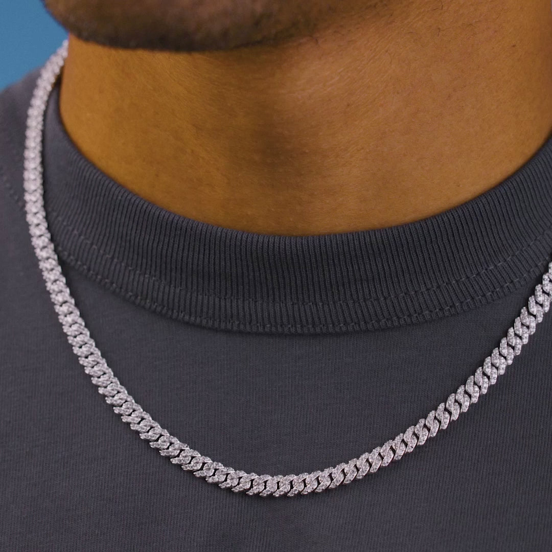 $259 GLD 14k white gold Cuban diamond chain hotsell necklace